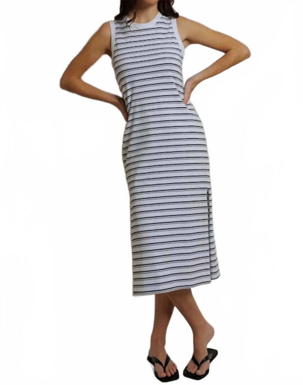 NEW PERFECTWHITETEE lanell striped tank dress in navy